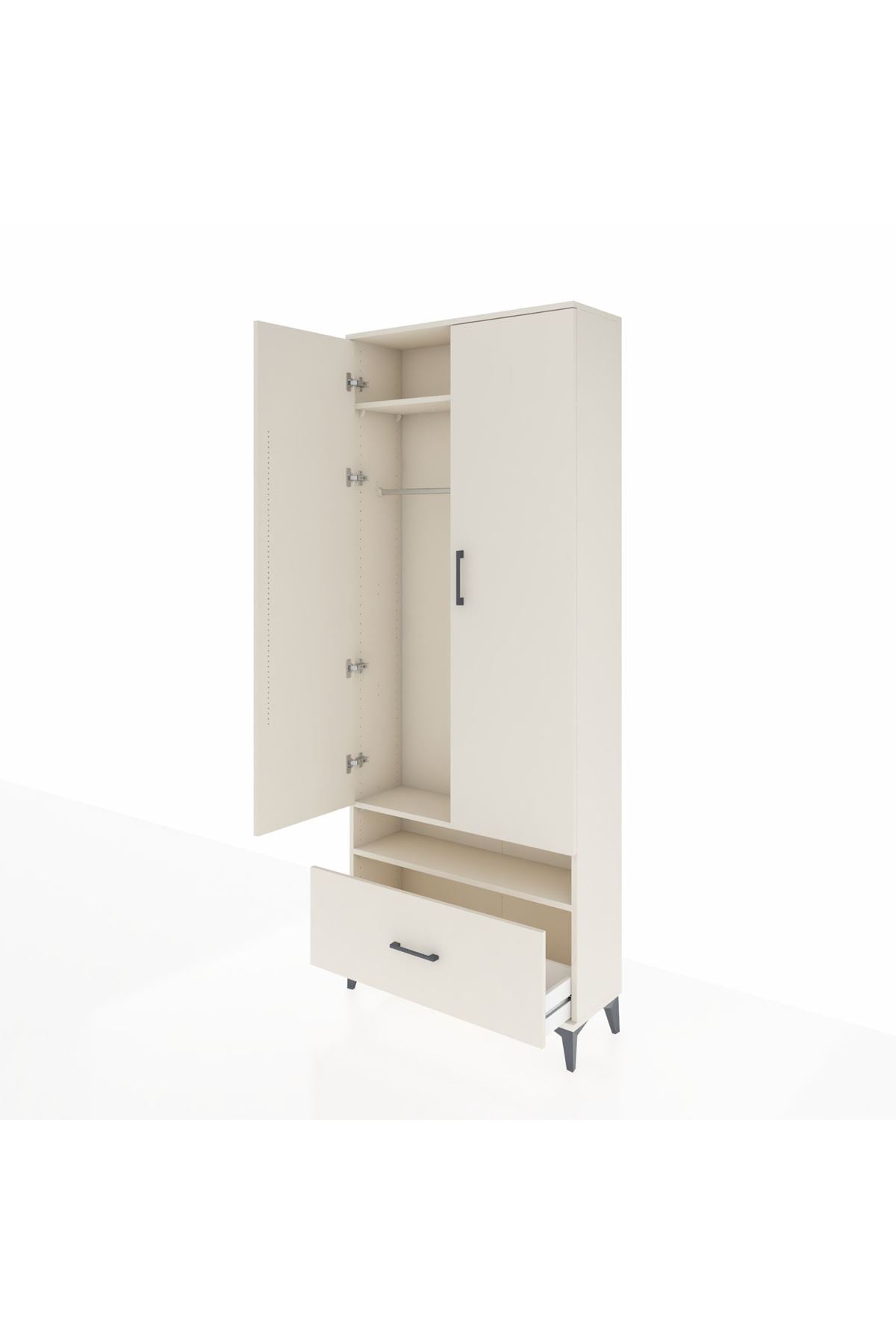 Arges Dolap 3 Raflı Tek Çekmeceli Tek Askılı 88x30x221 Aytaşı-Aytaşı