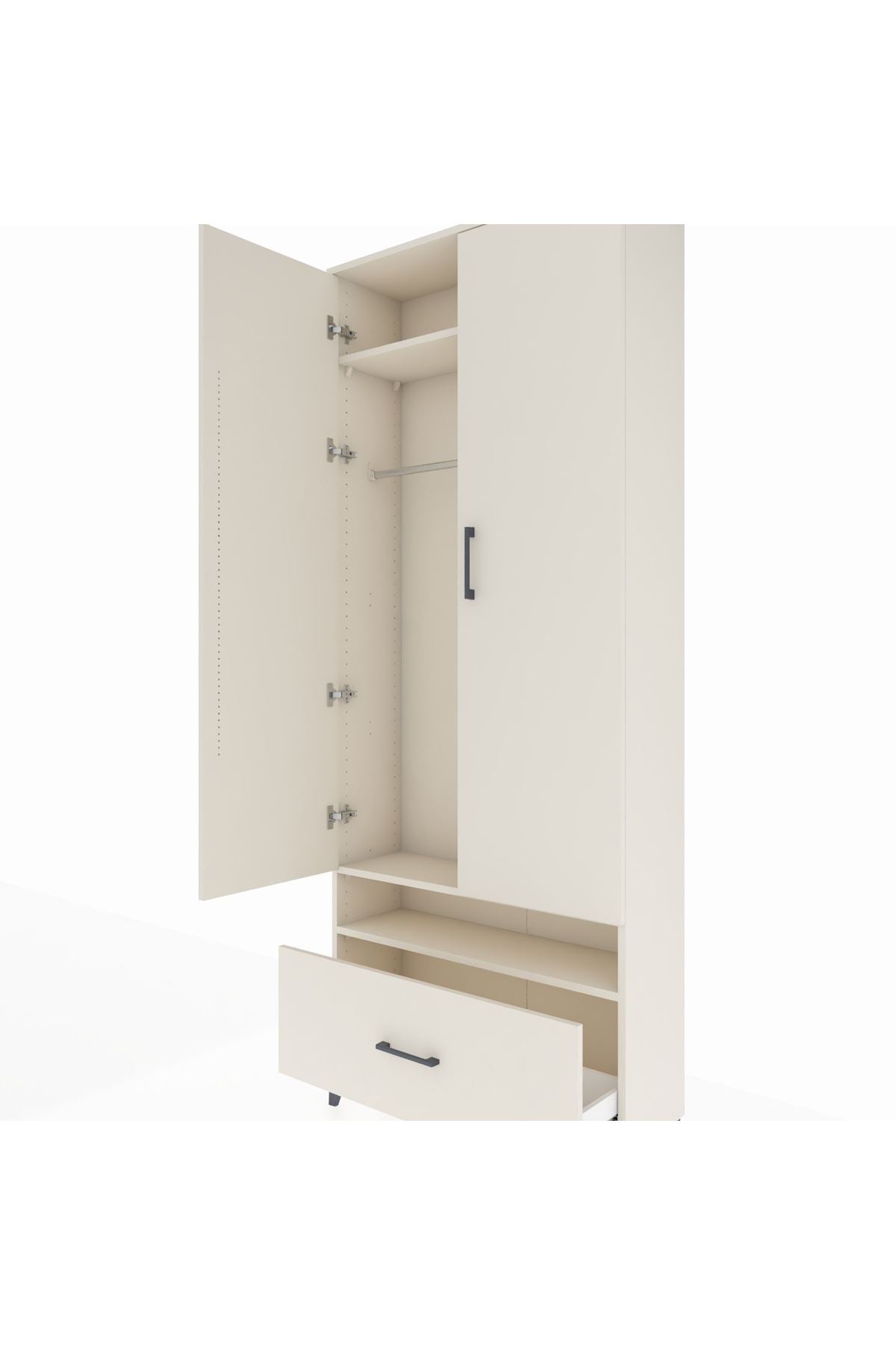 Arges Dolap 3 Raflı Tek Çekmeceli Tek Askılı 88x30x221 Aytaşı-Aytaşı