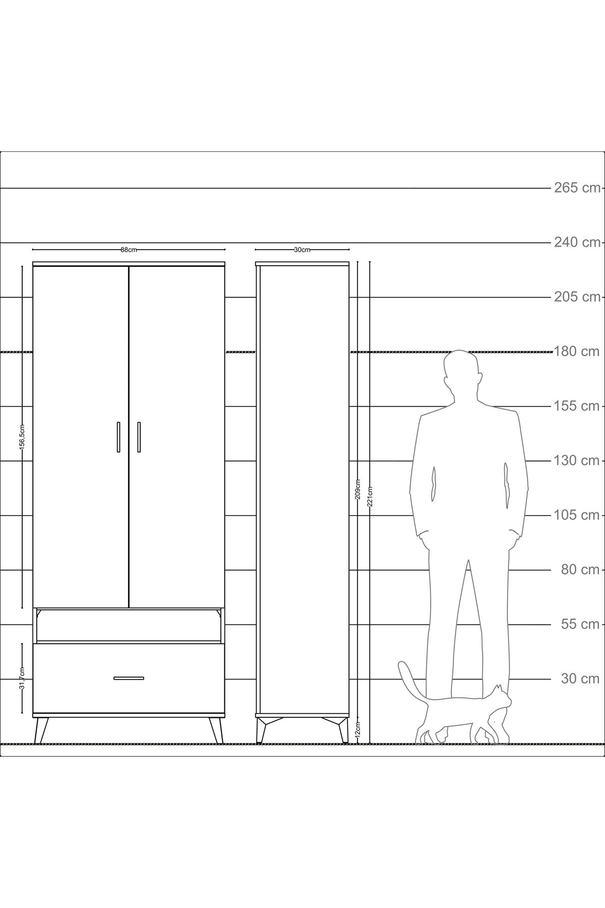 Arges Dolap 3 Raflı Tek Çekmeceli Tek Askılı 88x30x221 Aytaşı-Aytaşı