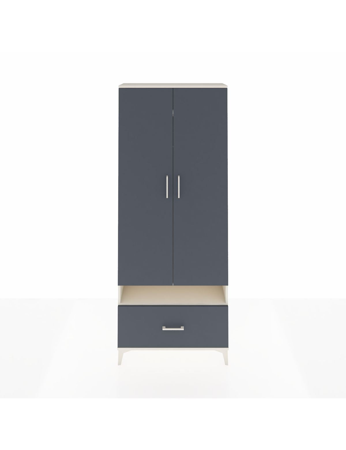 Arges Dolap 3 Raflı Tek Çekmeceli Tek Askılı 88x30x221 Aytaşı-Antrasit