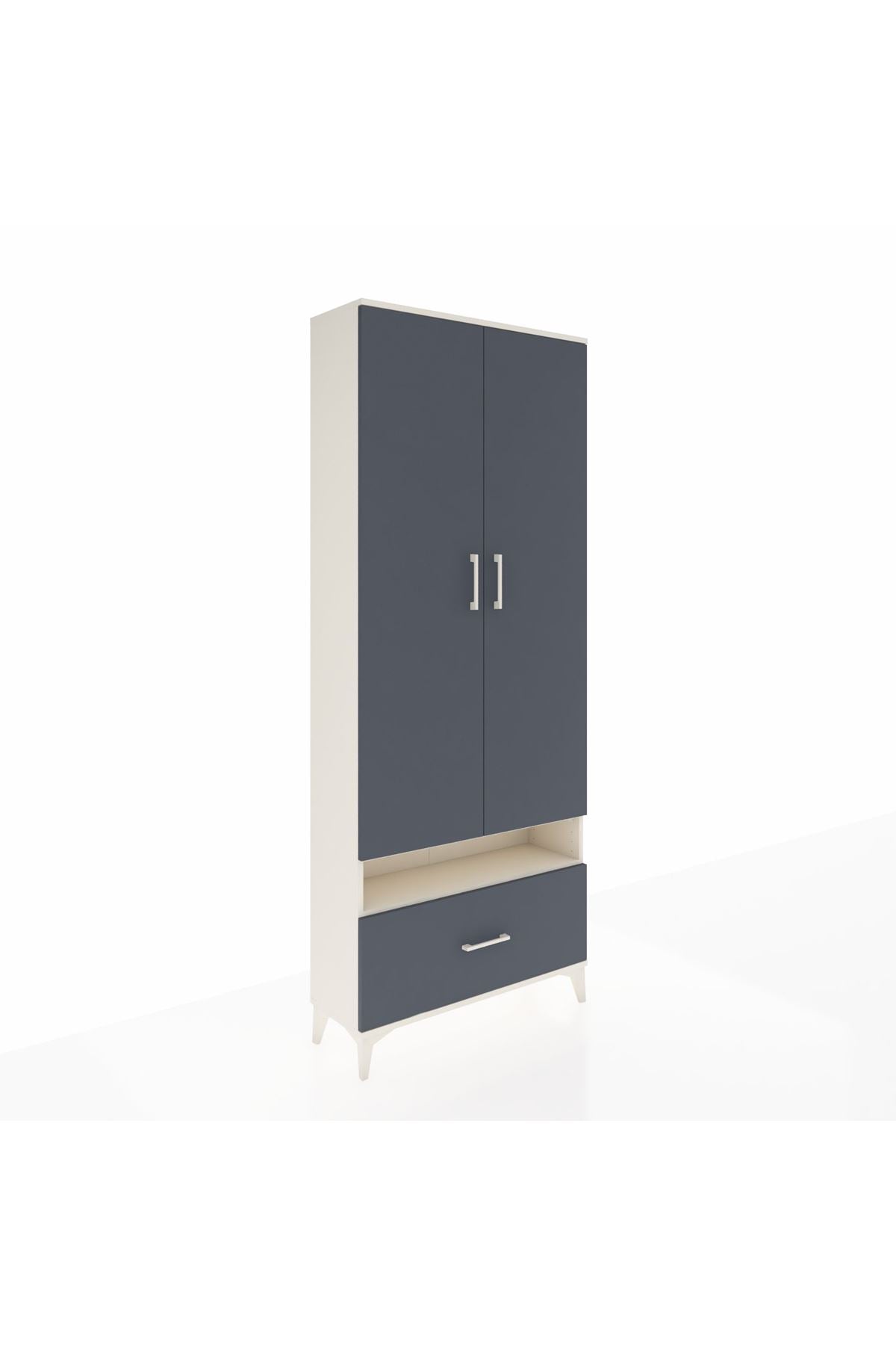 Arges Dolap 3 Raflı Tek Çekmeceli Tek Askılı 88x30x221 Aytaşı-Antrasit