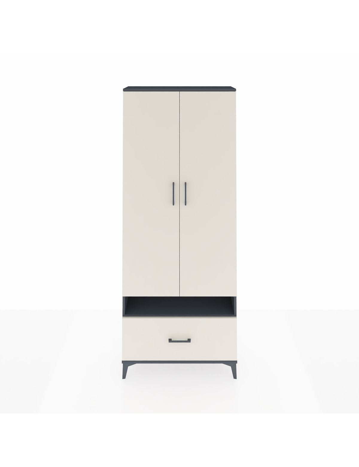 Arges Dolap 3 Raflı Tek Çekmeceli Tek Askılı 88x30x221 Antrasit-Aytaşı