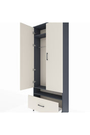 Arges Dolap 3 Raflı Tek Çekmeceli Tek Askılı 88x30x221 Antrasit-Aytaşı