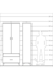 Arges Dolap 3 Raflı Tek Çekmeceli Tek Askılı 88x30x221 Antrasit-Aytaşı