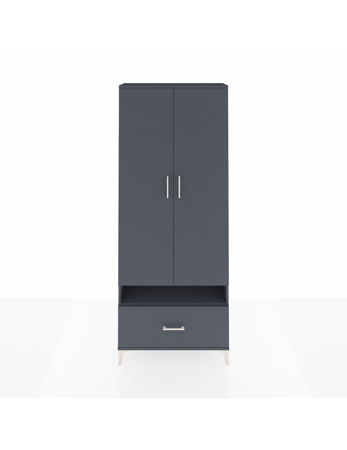 Arges Dolap 3 Raflı Tek Çekmeceli Tek Askılı 88x30x221 Antrasit-Antrasit