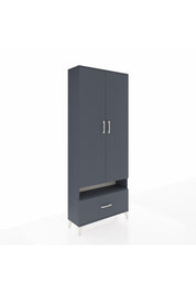 Arges Dolap 3 Raflı Tek Çekmeceli Tek Askılı 88x30x221 Antrasit-Antrasit