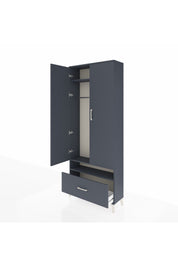 Arges Dolap 3 Raflı Tek Çekmeceli Tek Askılı 88x30x221 Antrasit-Antrasit