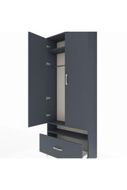 Arges Dolap 3 Raflı Tek Çekmeceli Tek Askılı 88x30x221 Antrasit-Antrasit