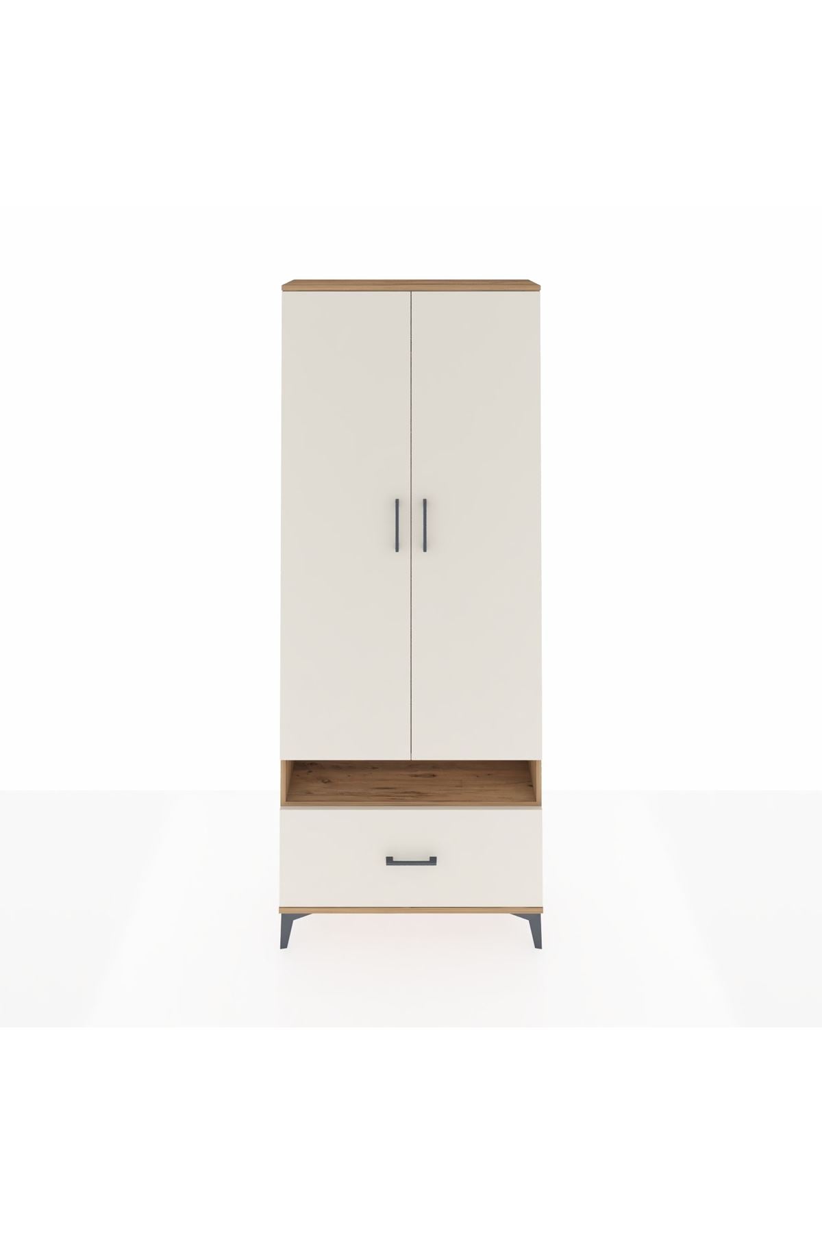 Arges Dolap 3 Raflı Tek Çekmeceli Tek Askılı 88x30x221 Çam-Aytaşı