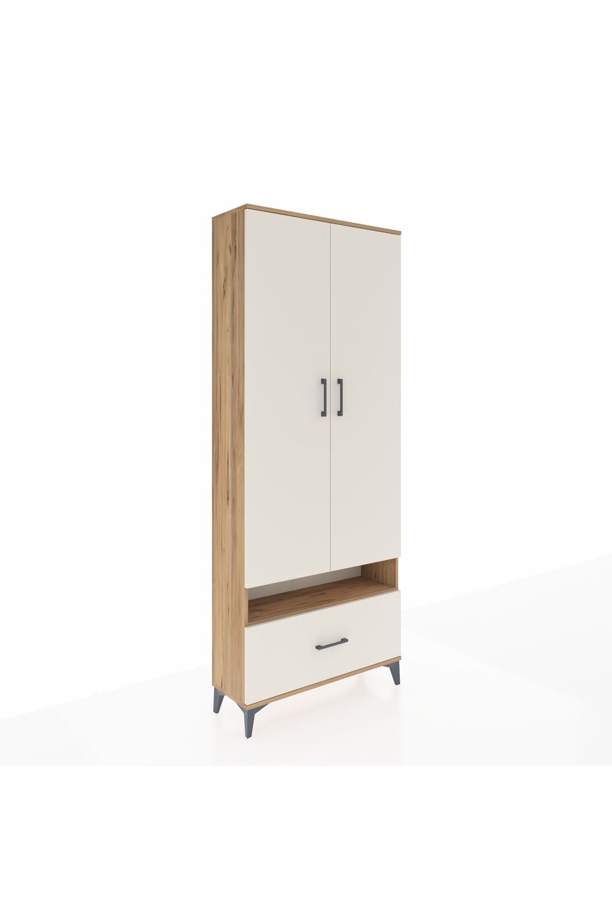 Arges Dolap 3 Raflı Tek Çekmeceli Tek Askılı 88x30x221 Çam-Aytaşı