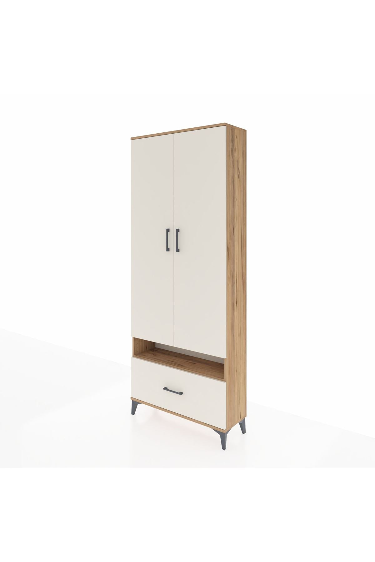 Arges Dolap 3 Raflı Tek Çekmeceli Tek Askılı 88x30x221 Çam-Aytaşı