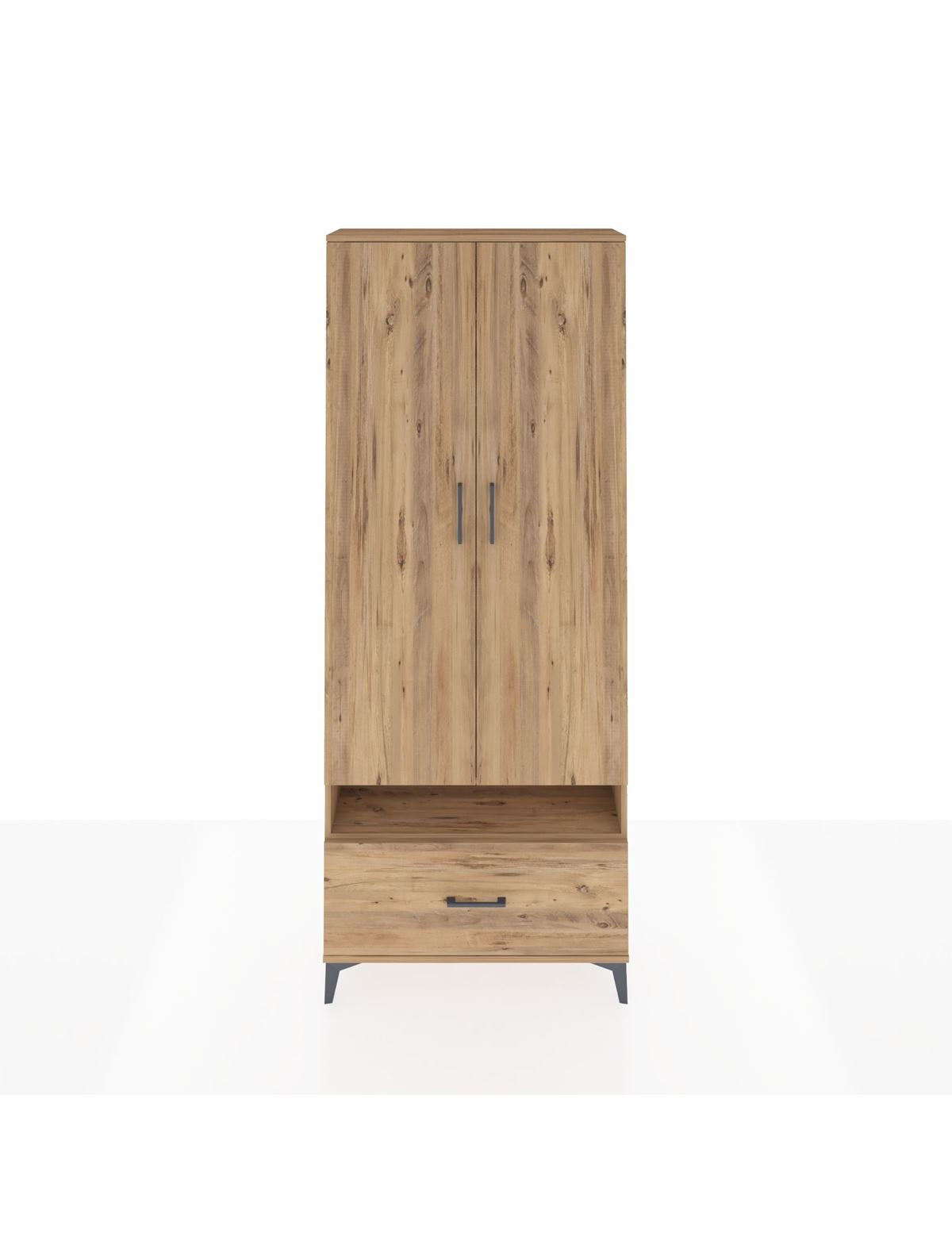 Arges Dolap 3 Raflı Tek Çekmeceli Tek Askılı 88x30x221 Çam-Çam