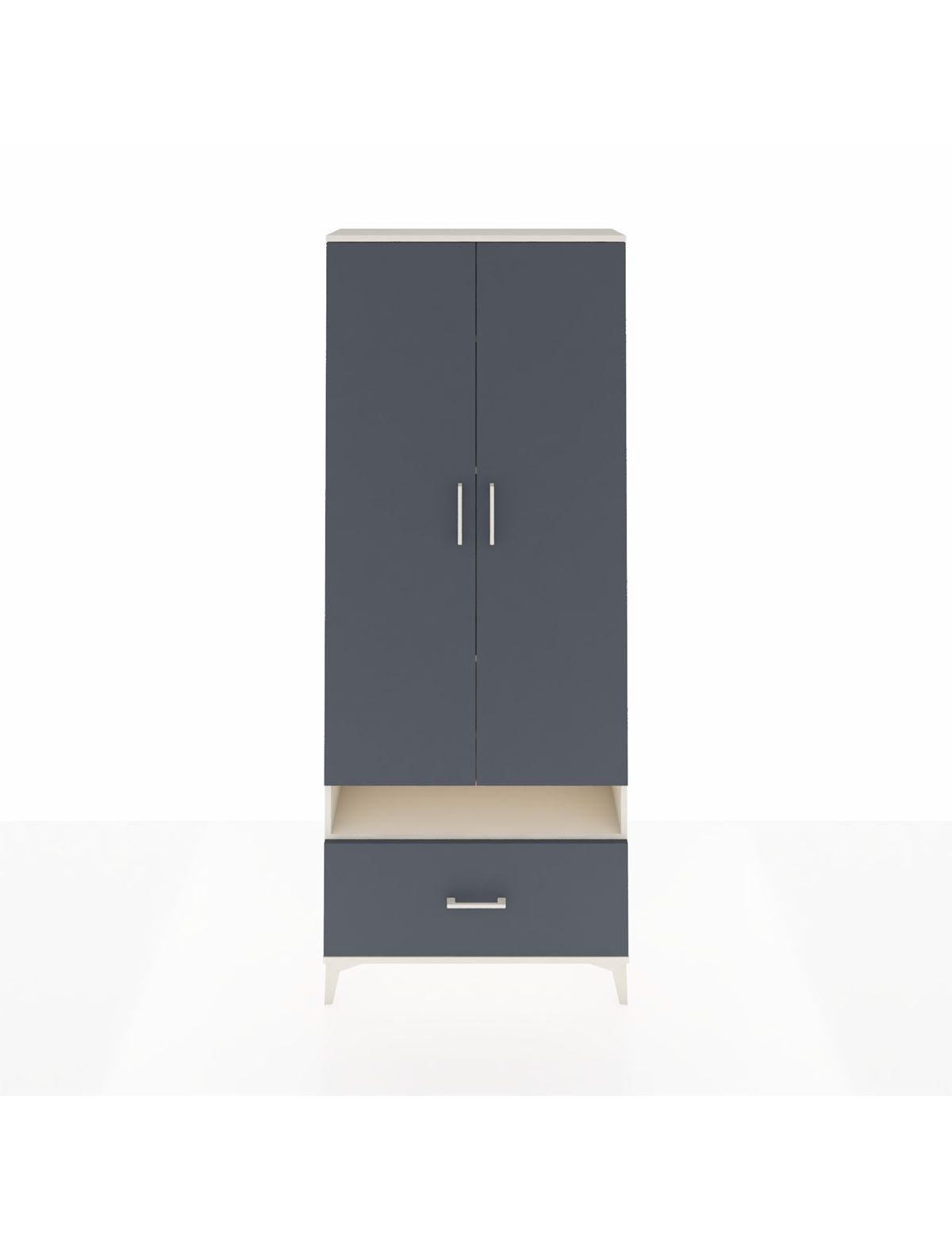 Arges Dolap 5 Raflı Tek Çekmeceli 2 Kapaklı 88x30x221 Aytaşı-Antrasit