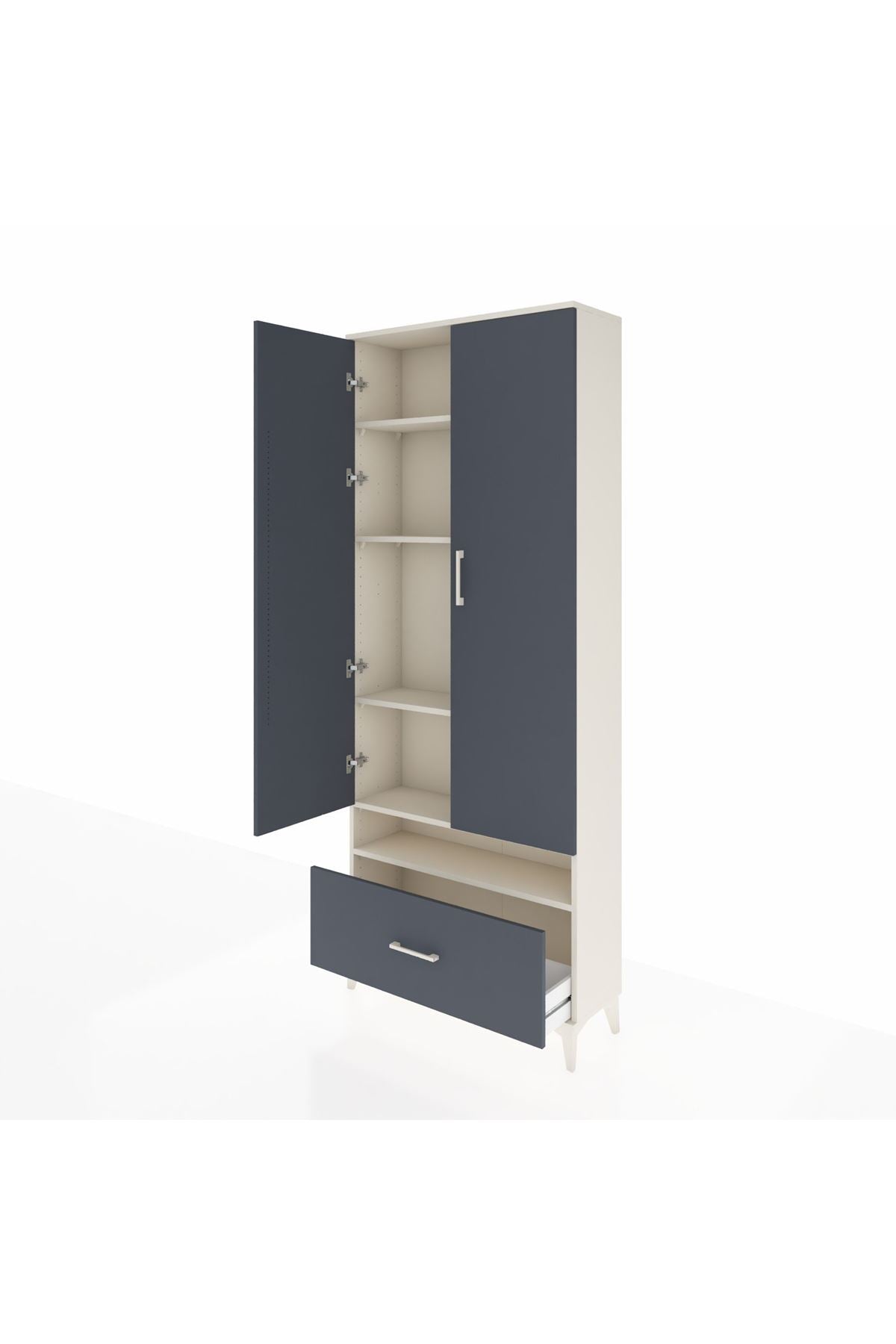 Arges Dolap 5 Raflı Tek Çekmeceli 2 Kapaklı 88x30x221 Aytaşı-Antrasit