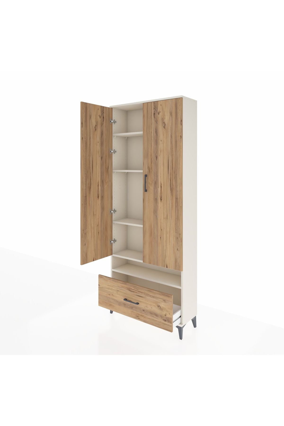 Arges Dolap 5 Raflı Tek Çekmeceli 2 Kapaklı 88x30x221 Aytaşı-Çam