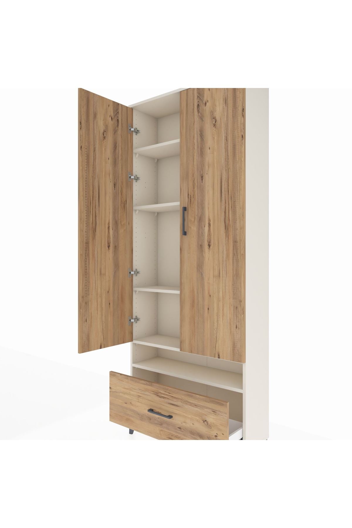 Arges Dolap 5 Raflı Tek Çekmeceli 2 Kapaklı 88x30x221 Aytaşı-Çam