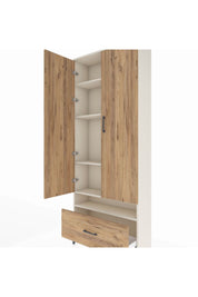 Arges Dolap 5 Raflı Tek Çekmeceli 2 Kapaklı 88x30x221 Aytaşı-Çam