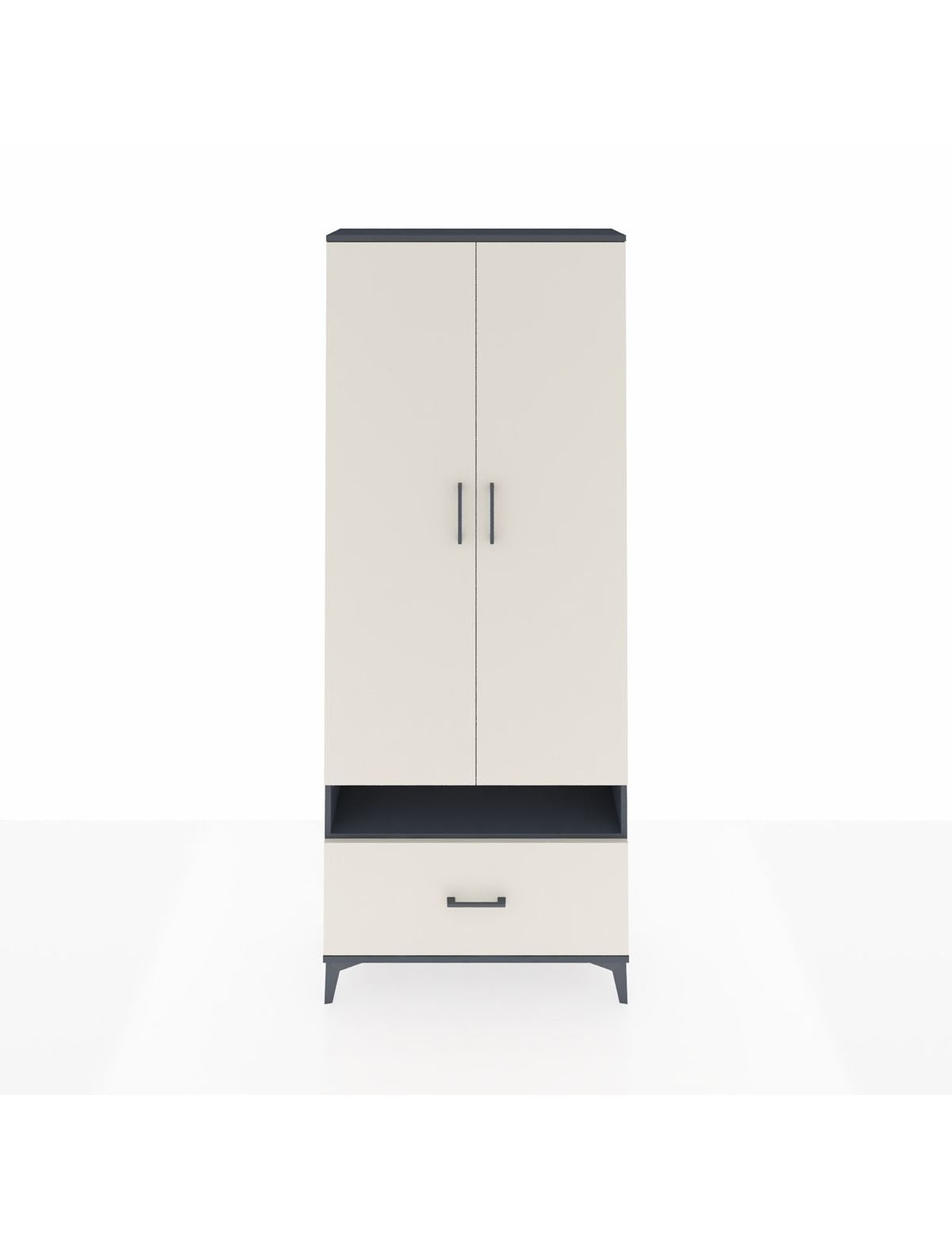 Arges Dolap 5 Raflı Tek Çekmeceli 2 Kapaklı 88x30x221 Antrasit-Aytaşı