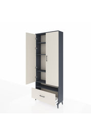 Arges Dolap 5 Raflı Tek Çekmeceli 2 Kapaklı 88x30x221 Antrasit-Aytaşı