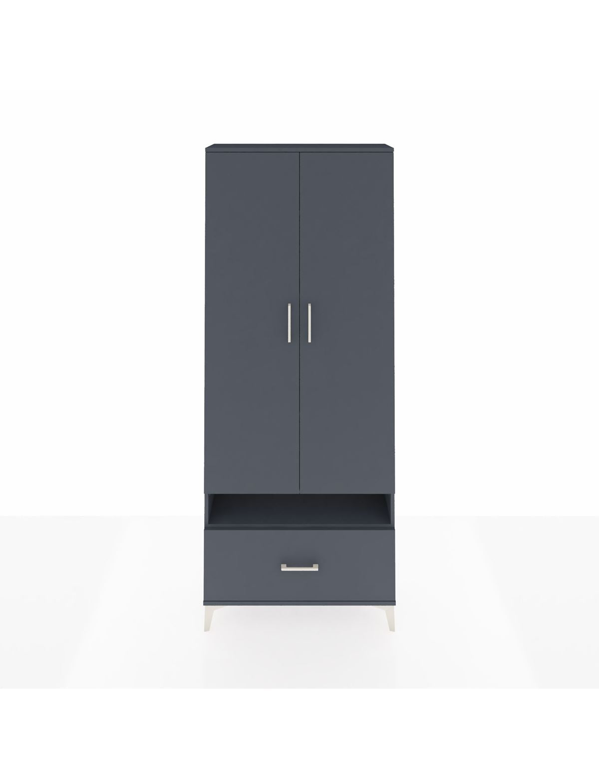 Arges Dolap 5 Raflı Tek Çekmeceli 2 Kapaklı 88x30x221 Antrasit-Antrasit