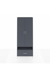 Arges Dolap 5 Raflı Tek Çekmeceli 2 Kapaklı 88x30x221 Antrasit-Antrasit