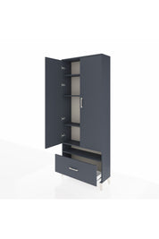 Arges Dolap 5 Raflı Tek Çekmeceli 2 Kapaklı 88x30x221 Antrasit-Antrasit