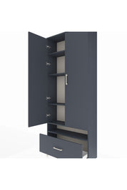 Arges Dolap 5 Raflı Tek Çekmeceli 2 Kapaklı 88x30x221 Antrasit-Antrasit