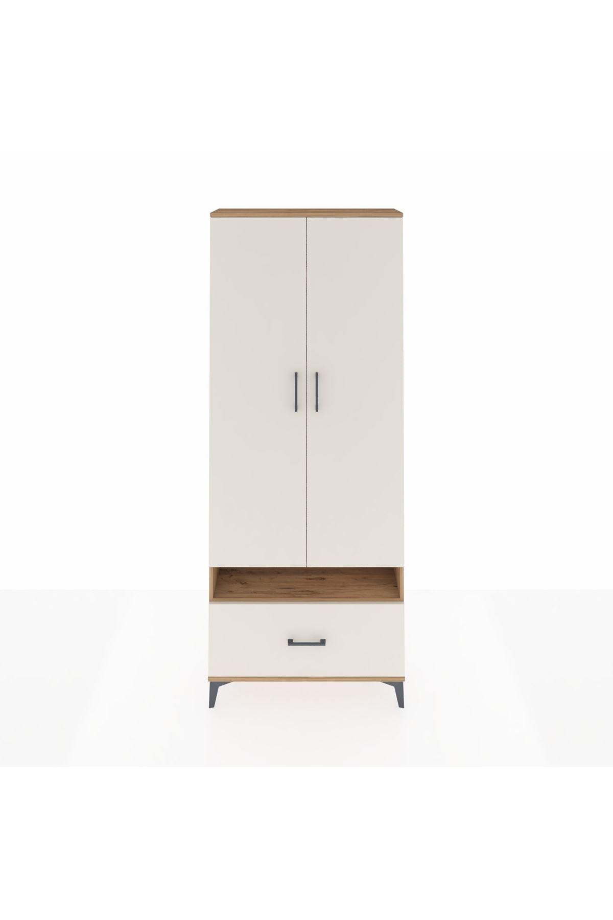 Arges Dolap 5 Raflı Tek Çekmeceli 2 Kapaklı 88x30x221 Çam-Aytaşı