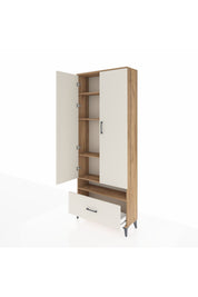 Arges Dolap 5 Raflı Tek Çekmeceli 2 Kapaklı 88x30x221 Çam-Aytaşı