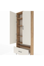 Arges Dolap 5 Raflı Tek Çekmeceli 2 Kapaklı 88x30x221 Çam-Aytaşı