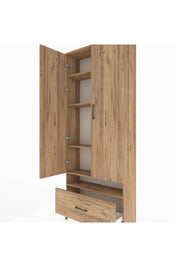 Arges Dolap 5 Raflı Tek Çekmeceli 2 Kapaklı 88x30x221 Çam-Çam