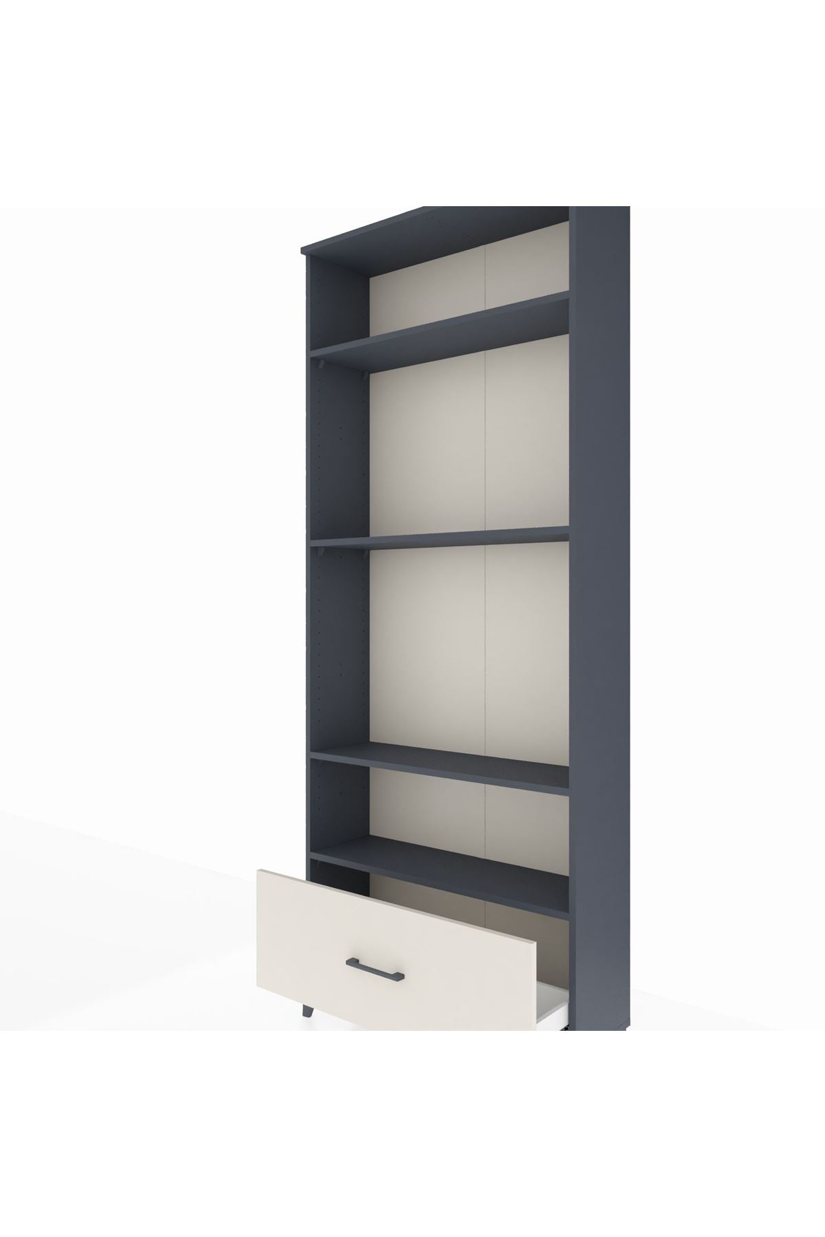 Arges Dolap 4 Raflı Tek Çekmeceli 88x30x221 Antrasit-Aytaşı