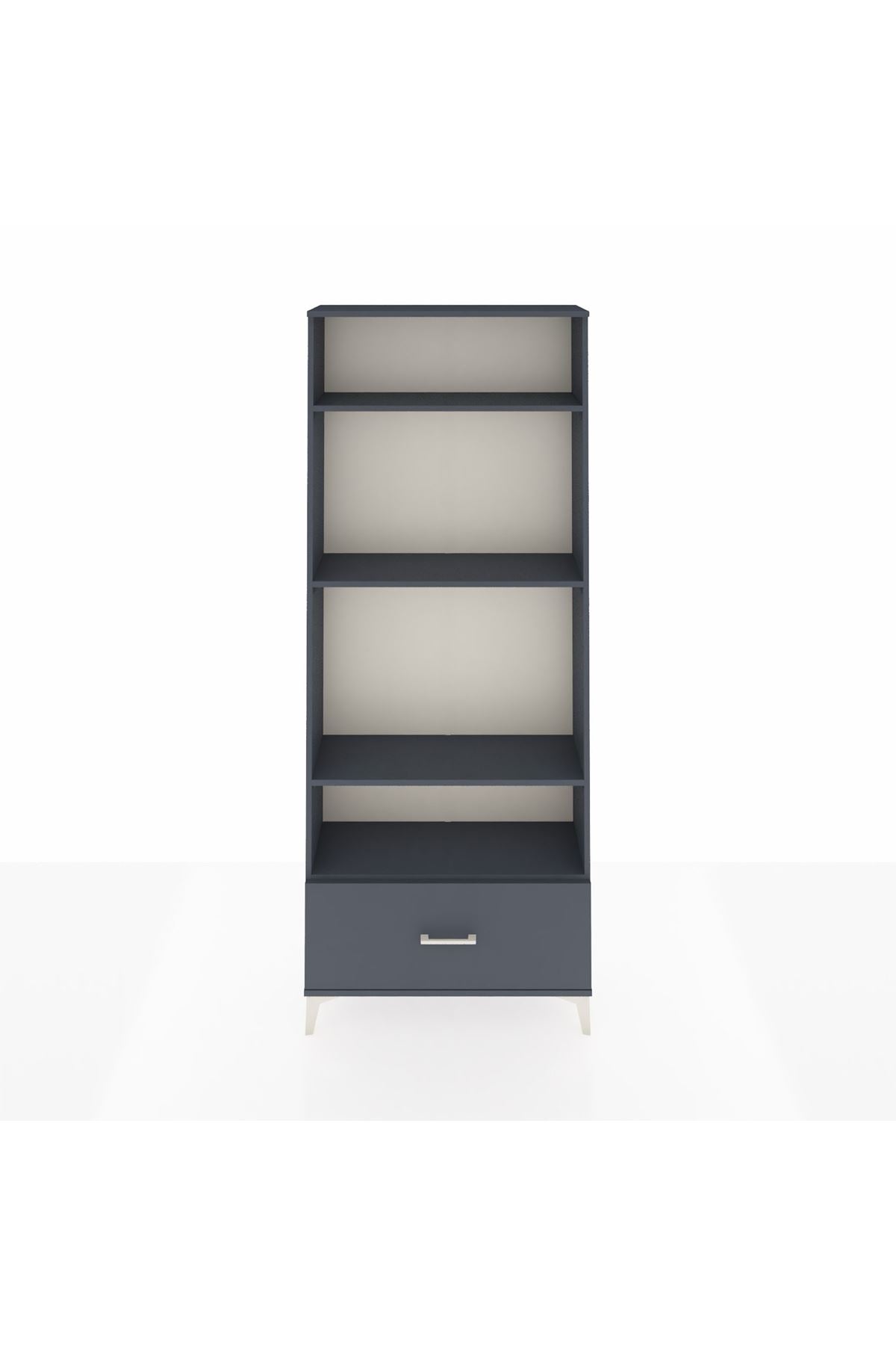 Arges Dolap 4 Raflı Tek Çekmeceli 88x30x221 Antrasit-Antrasit