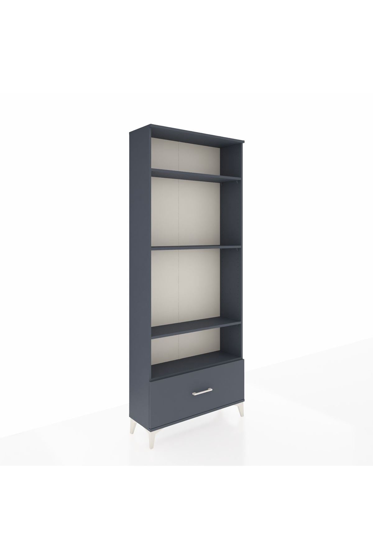 Arges Dolap 4 Raflı Tek Çekmeceli 88x30x221 Antrasit-Antrasit