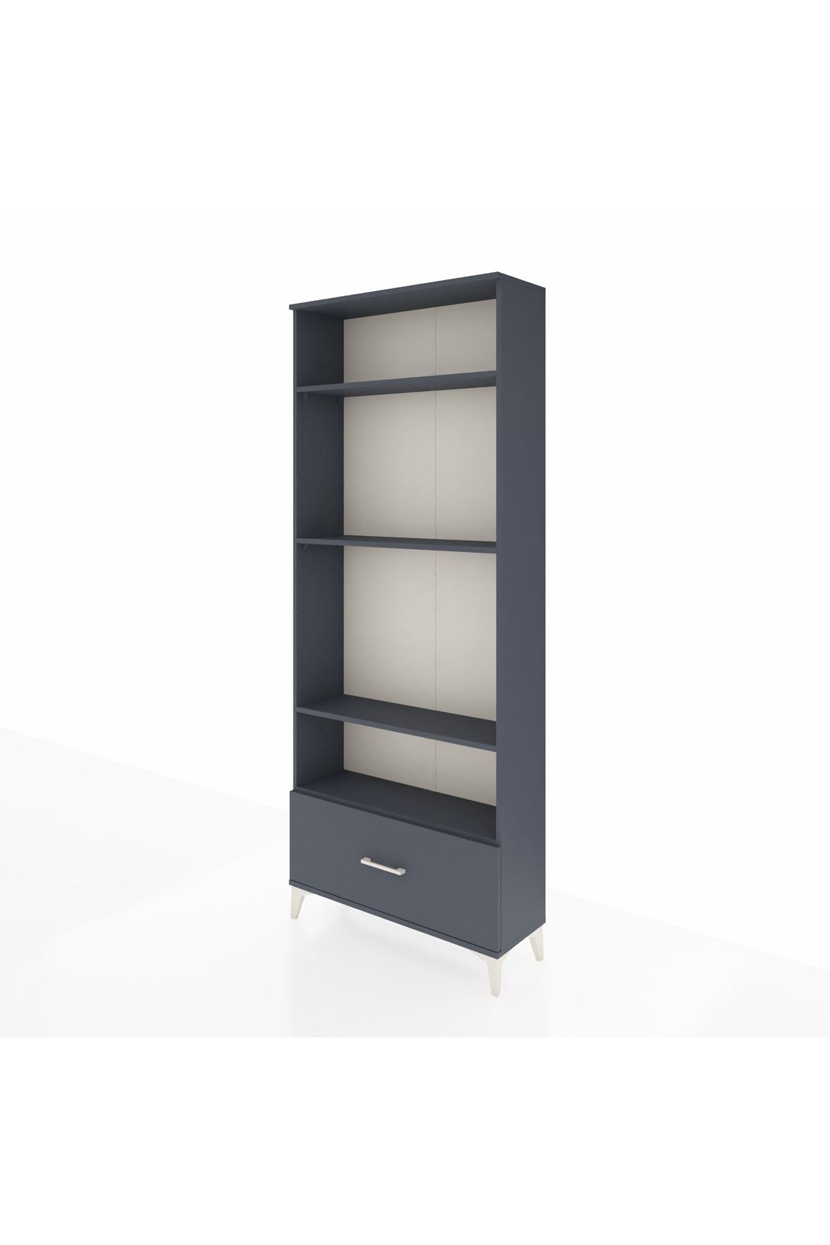 Arges Dolap 4 Raflı Tek Çekmeceli 88x30x221 Antrasit-Antrasit