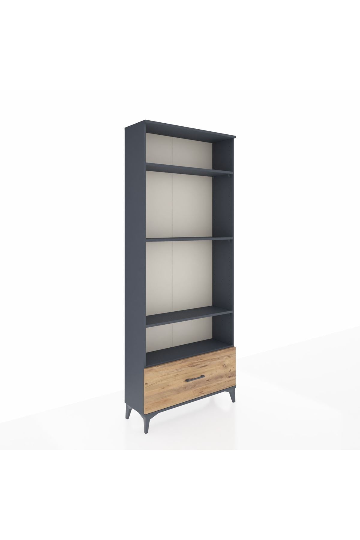 Arges Dolap 4 Raflı Tek Çekmeceli 88x30x221 Antrasit-Çam