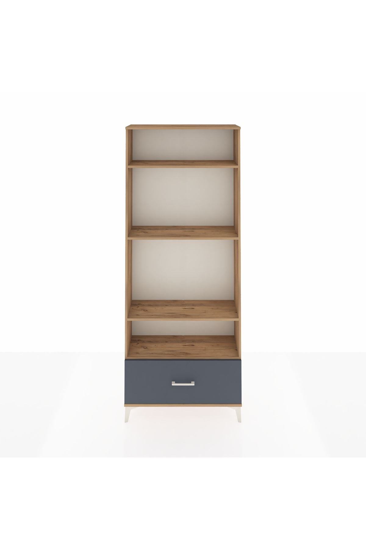 Arges Dolap 4 Raflı Tek Çekmeceli 88x30x221 Çam-Antrasit