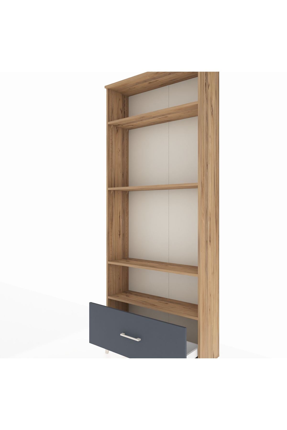 Arges Dolap 4 Raflı Tek Çekmeceli 88x30x221 Çam-Antrasit