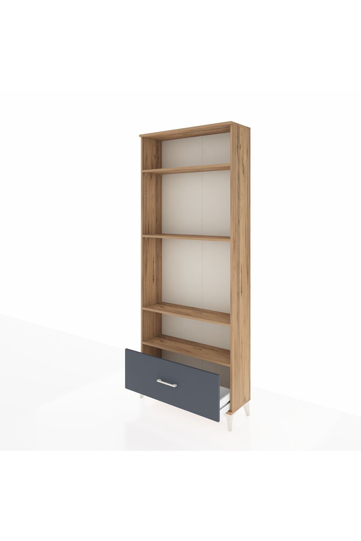 Arges Dolap 4 Raflı Tek Çekmeceli 88x30x221 Çam-Antrasit