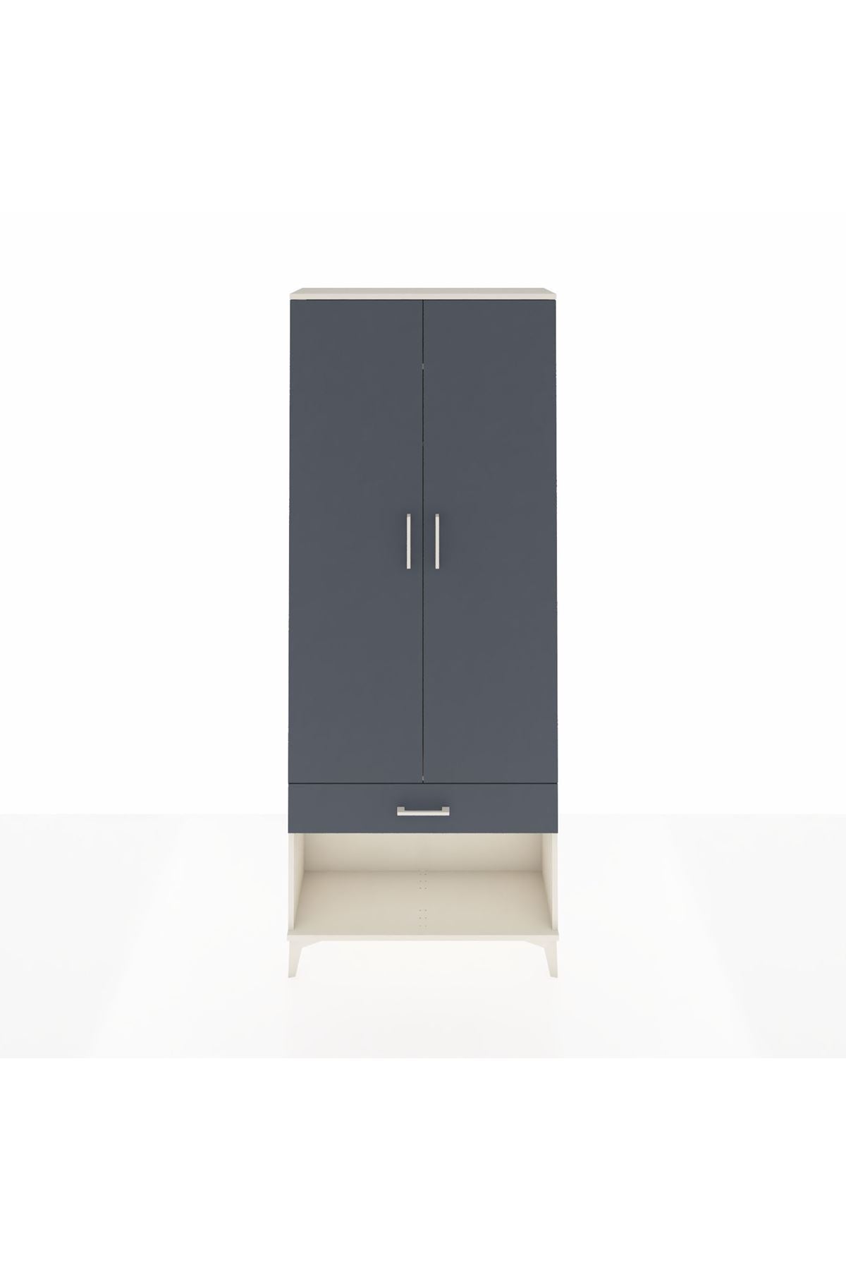 Arges Dolap 2 Raflı Tek Çekmeceli Tek Askılı 88x30x221 Aytaşı-Antrasit