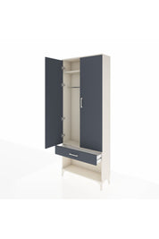 Arges Dolap 2 Raflı Tek Çekmeceli Tek Askılı 88x30x221 Aytaşı-Antrasit