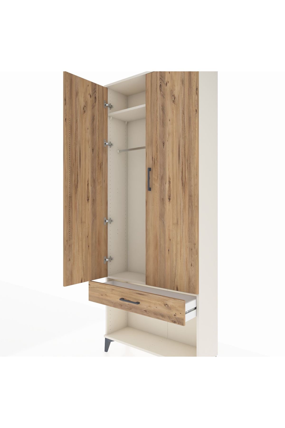 Arges Dolap 2 Raflı Tek Çekmeceli Tek Askılı 88x30x221 Aytaşı-Çam