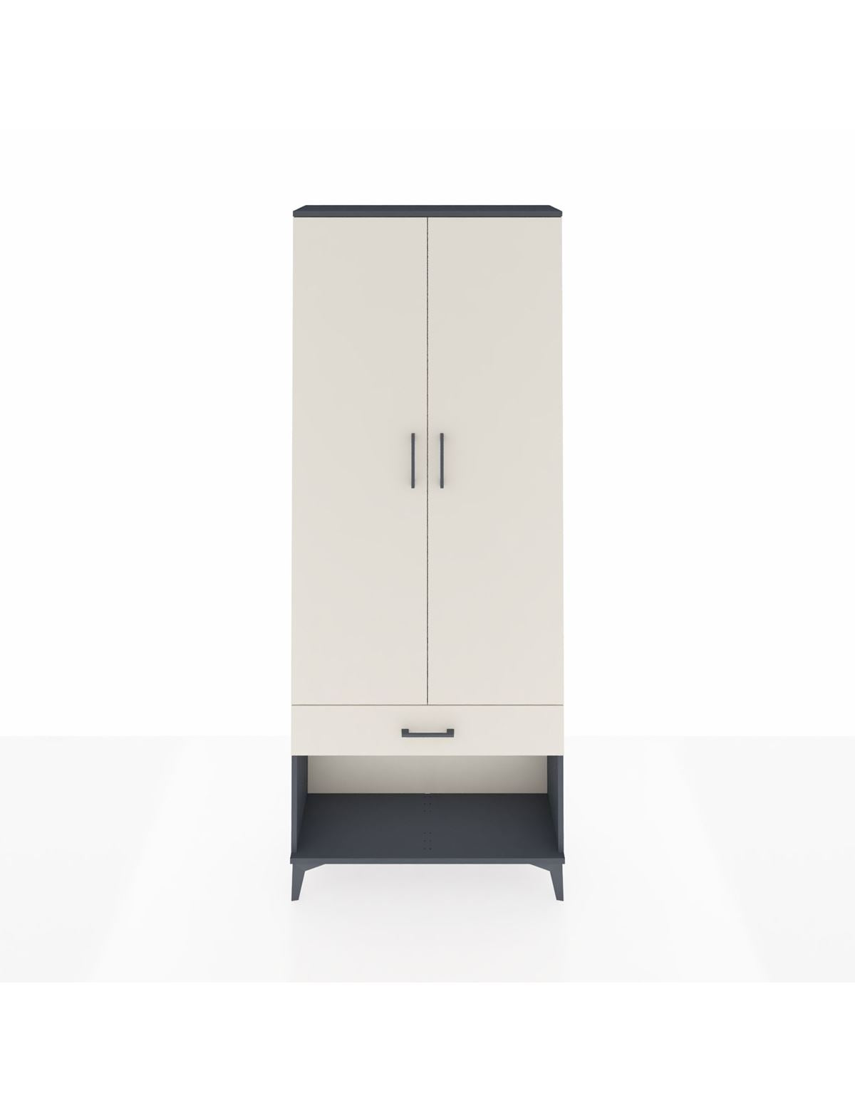 Arges Dolap 2 Raflı Tek Çekmeceli Tek Askılı 88x30x221 Antrasit-Aytaşı