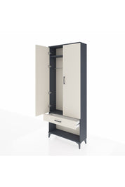 Arges Dolap 2 Raflı Tek Çekmeceli Tek Askılı 88x30x221 Antrasit-Aytaşı