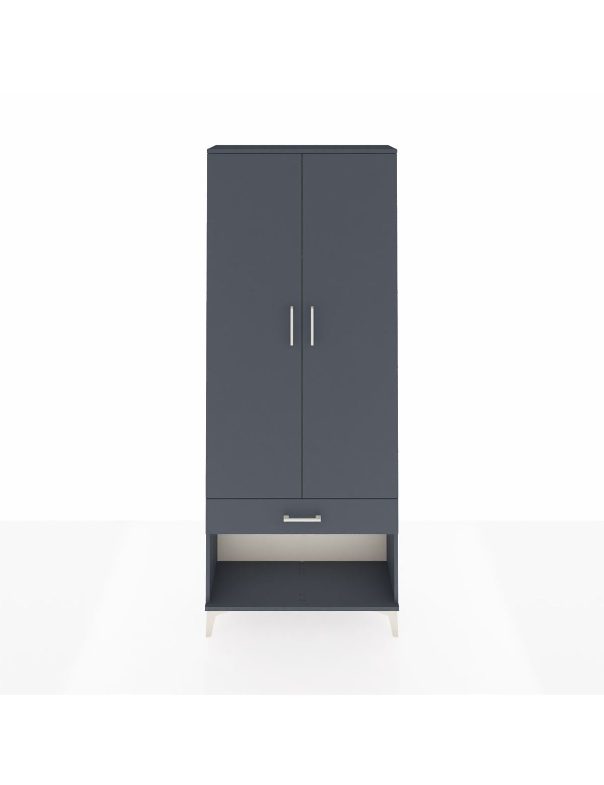 Arges Dolap 2 Raflı Tek Çekmeceli Tek Askılı 88x30x221 Antrasit-Antrasit