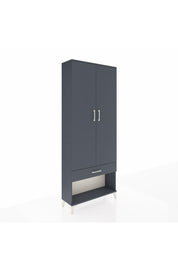 Arges Dolap 2 Raflı Tek Çekmeceli Tek Askılı 88x30x221 Antrasit-Antrasit