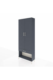 Arges Dolap 2 Raflı Tek Çekmeceli Tek Askılı 88x30x221 Antrasit-Antrasit