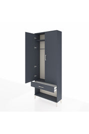 Arges Dolap 2 Raflı Tek Çekmeceli Tek Askılı 88x30x221 Antrasit-Antrasit