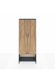 Arges Dolap 2 Raflı Tek Çekmeceli Tek Askılı 88x30x221 Antrasit-Çam