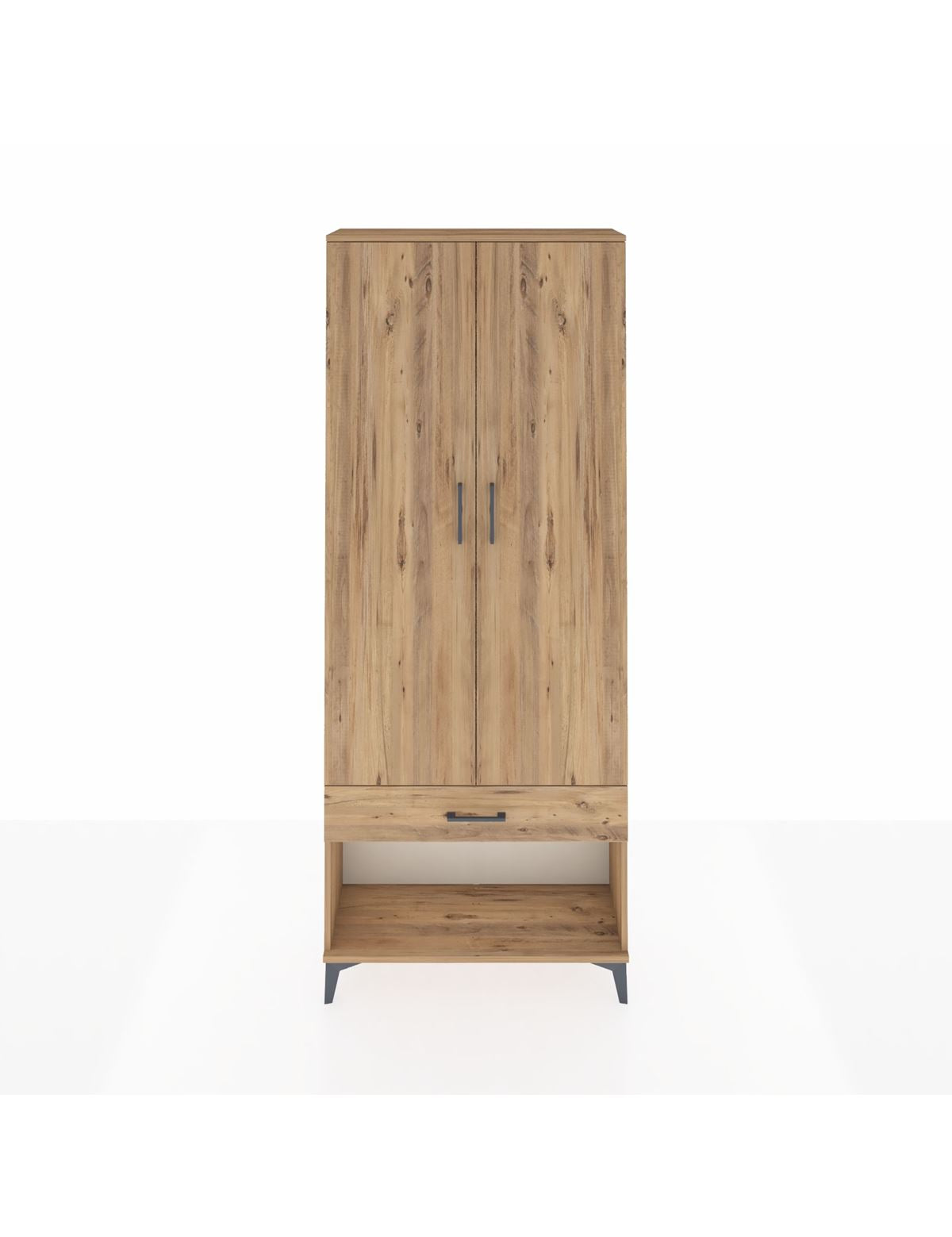 Arges Dolap 2 Raflı Tek Çekmeceli Tek Askılı 88x30x221 Çam-Çam